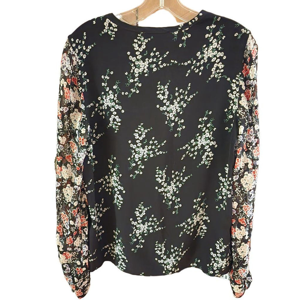 EQUIPMENT Liam Black Floral Silk Blouse XS - Picture 4 of 6